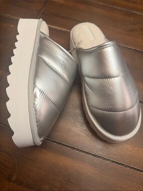 Maeve Women’s Silver Puffer Slip-On Mules